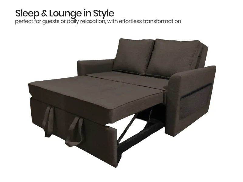 Zenith 2 Seater Sofa Cum Bed in Dark Grey